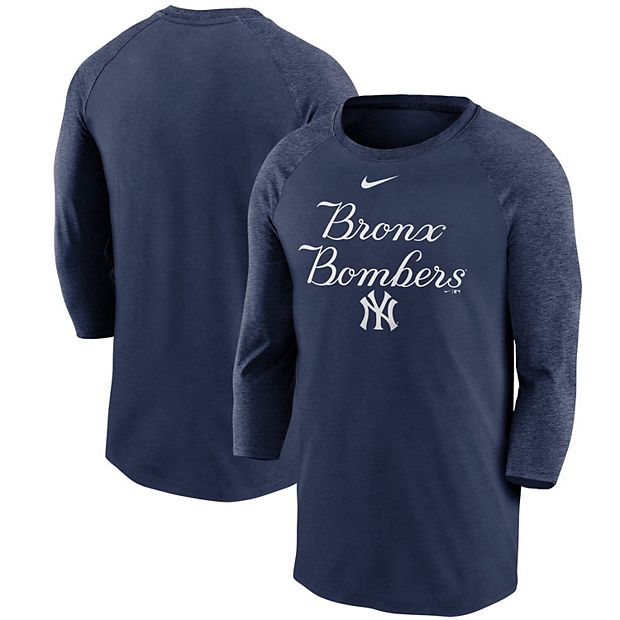 Men's Nike Navy New York Yankees Local Phrase Tri-Blend 3/4-Sleeve Raglan T- Shirt