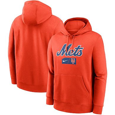 Men's Nike Orange New York Mets Team Lettering Club Pullover Hoodie