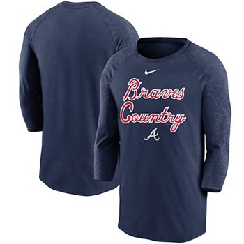 Nike Men's Atlanta Braves Tri-Blend Three-Quarter Raglan T-shirt
