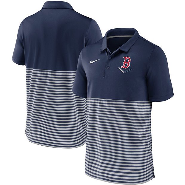 Men's Nike Navy/Gray Boston Red Sox Home Plate Striped Polo