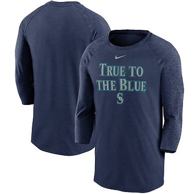 Men's Nike Navy Seattle Mariners Local Phrase Tri-Blend 3/4-Sleeve Raglan T-Shirt