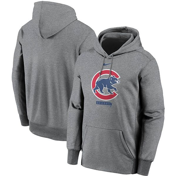 Chicago Cubs Nike Logo Therma Performance Pullover Hoodie - Gray