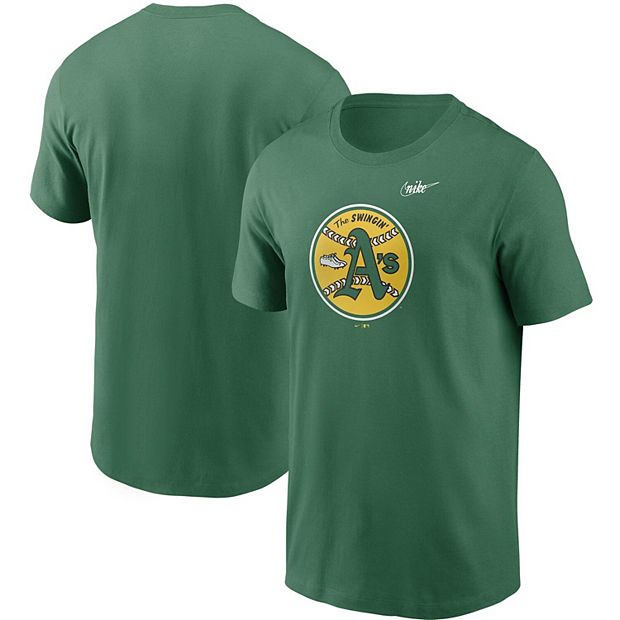 Nike Men's Green Oakland Athletics Cooperstown Collection Logo T-shirt