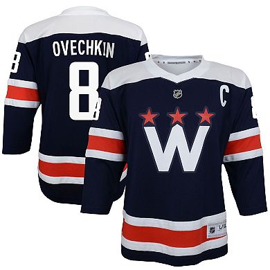 Youth Alexander Ovechkin Navy Washington Capitals 2020/21 Alternate Replica Player Jersey