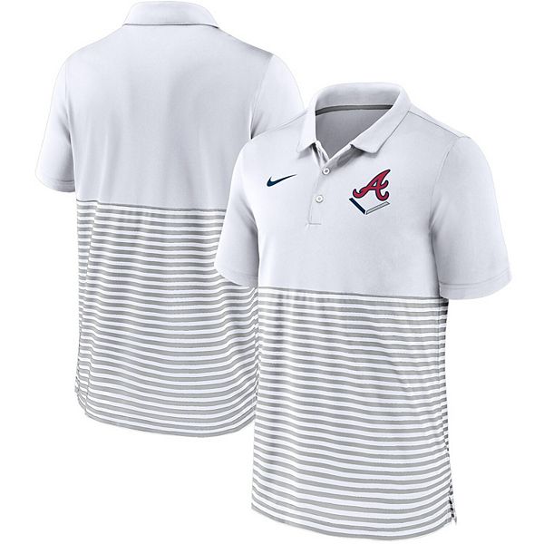Men's Nike White/Gray Atlanta Braves Home Plate Striped Polo