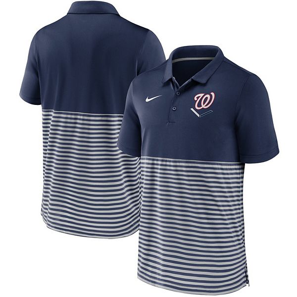 Men's Nike Navy/Gray Washington Nationals Home Plate Striped Polo