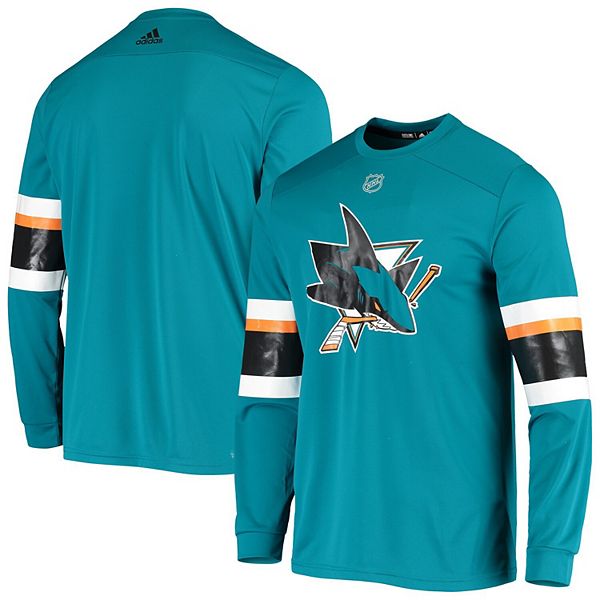Men's adidas Teal San Jose Sharks Jersey Long Sleeve T-Shirt Men's adidas Teal San Jose Sharks Jersey Long Sleeve T-Shirt