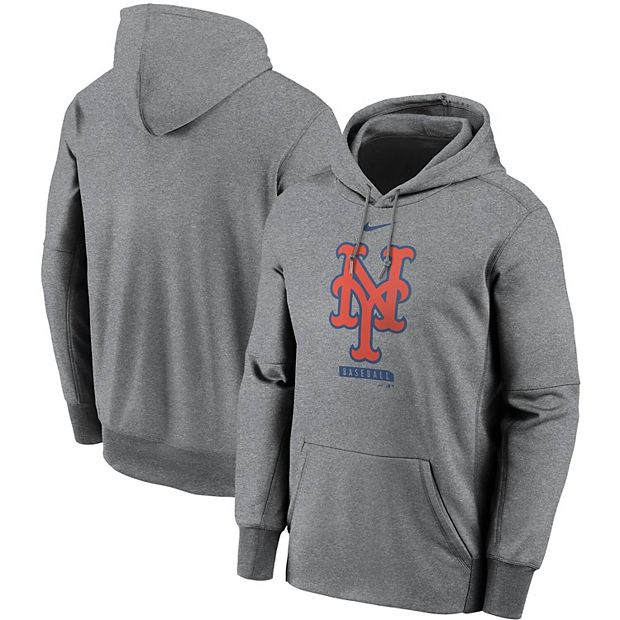 Men's Nike Gray New York Mets Logo Therma Performance Pullover Hoodie