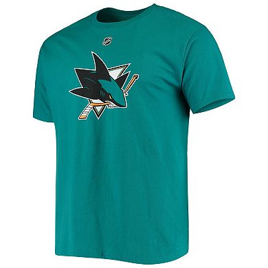 Men's Fanatics Branded Marc-Edouard Vlasic Teal San Jose Sharks Player Name and Number T-Shirt
