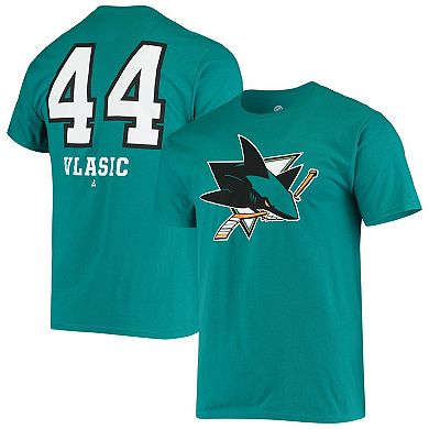 Men's Fanatics Branded Marc-Edouard Vlasic Teal San Jose Sharks Player Name and Number T-Shirt