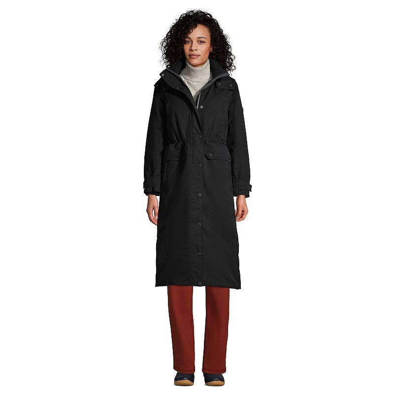 Womens Lands End Expedition Winter Maxi Down Coat, Size: XS, Black