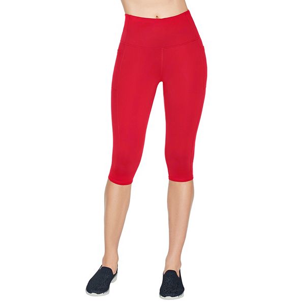 Skechers Women's Leggings GOFLEX GoWalk High Waist Capri Pockets Red - Sz XL