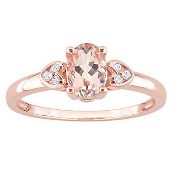 Stella Grace 18k Rose Gold Over Silver Morganite & Diamond Accent Cocktail Ring