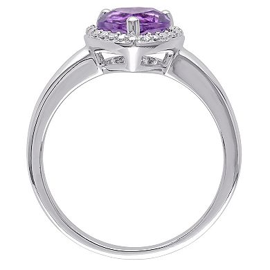 Stella Grace Sterling Silver Amethyst Heart Halo Ring