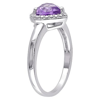 Stella Grace Sterling Silver Amethyst Heart Halo Ring