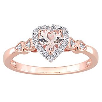 Stella Grace 18k Rose Gold Over Silver Morganite, White Topaz & Diamond Accent Heart Ring
