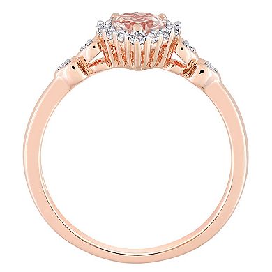 Stella Grace 18k Rose Gold Over Silver Morganite, White Topaz & Diamond Accent Heart Ring