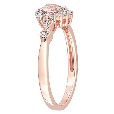 Stella Grace 18k Rose Gold Over Silver Morganite, White Topaz & Diamond Accent Heart Ring