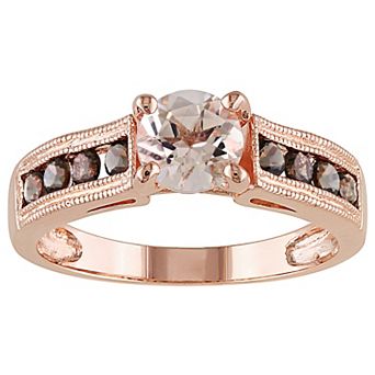 Stella Grace 18k Rose Gold Over Silver Morganite & Smoky Quartz Cocktail Ring