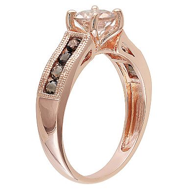 Stella Grace 18k Rose Gold Over Silver Morganite & Smoky Quartz Cocktail Ring