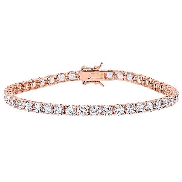 Stella Grace 18k Rose Gold Over Silver Lab-Created White Sapphire ...