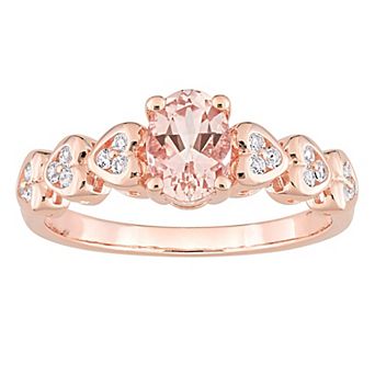 Stella Grace 18k Rose Gold Over Silver Morganite & White Topaz Heart Ring