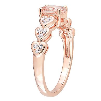 Stella Grace 18k Rose Gold Over Silver Morganite & White Topaz Heart Ring