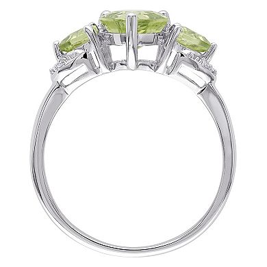 Stella Grace Sterling Silver Peridot & Diamond Accent Triple Heart Ring