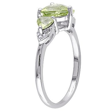 Stella Grace Sterling Silver Peridot & Diamond Accent Triple Heart Ring