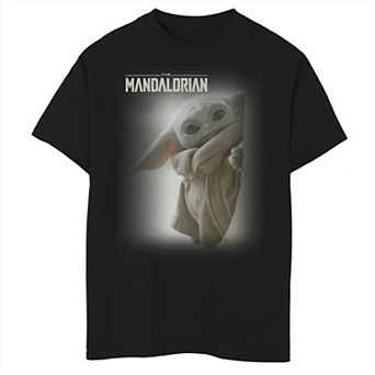 Boys 8-20 Star Wars: The Mandalorian The Child aka Baby Yoda Peeking Logo Portrait Graphic Tee