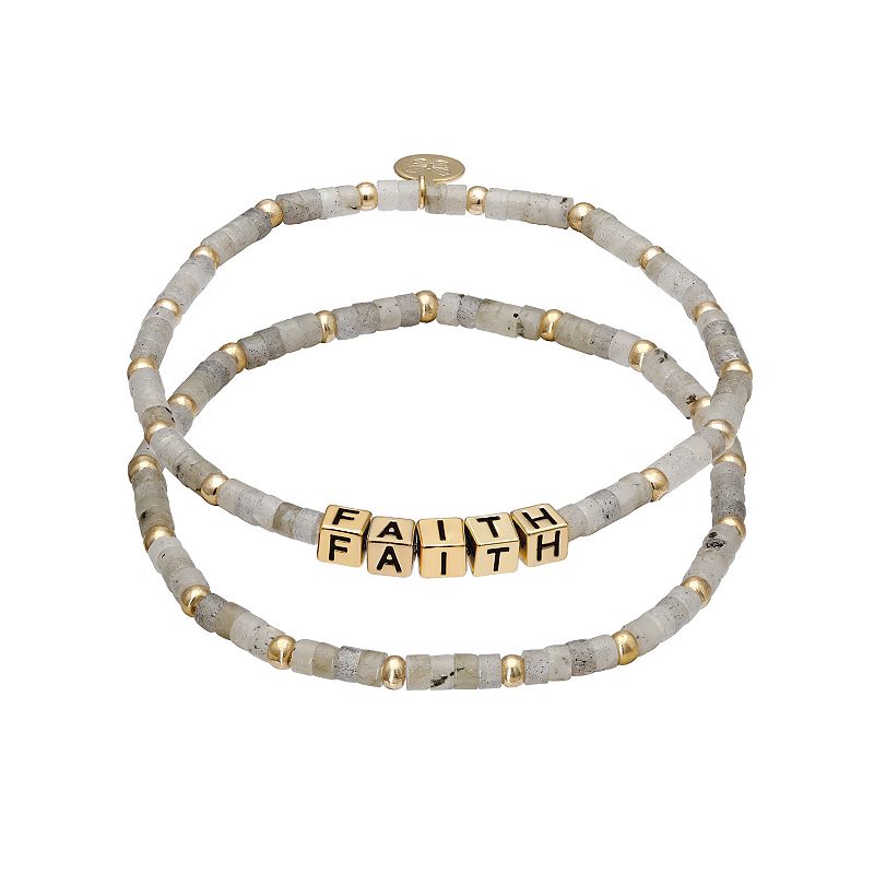 Gold Tone FAITH Gray Bead Stretch Bracelet Set, Womens, Size: 7, Gr