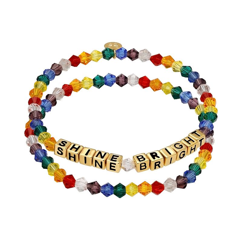 Gold Tone SHINE BRIGHT Multi-Color Bicone Crystal Stretch Bracelet Set