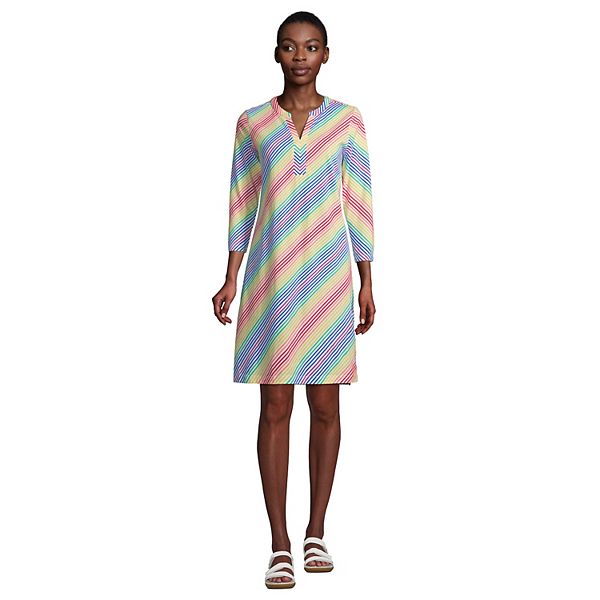 Women's Lands' End Embroidered Splitneck Swim CoverUp Dress
