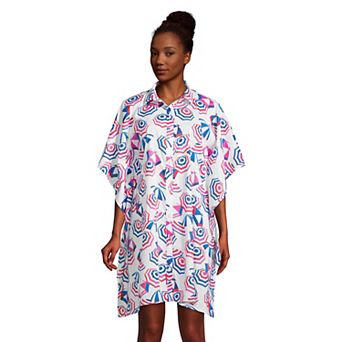 Women's Lands' End Poplin Swim Cover-Up Shirtdress