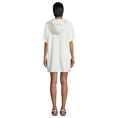 Women's Lands' End Hooded Terry V-Neck Swim Cover-up Dress