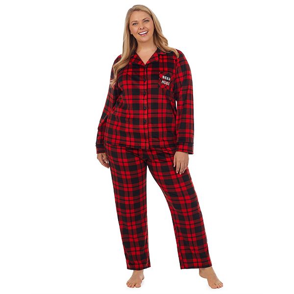 Plus Size Jammies For Your Families Cool Bear Plaid Pajama Set by Cuddl Duds