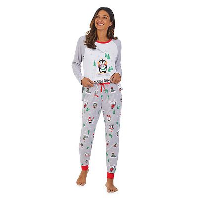 Women s Jammies For Your Families Penguin Friends Snow Queen Raglan Pajama Set by Cuddl