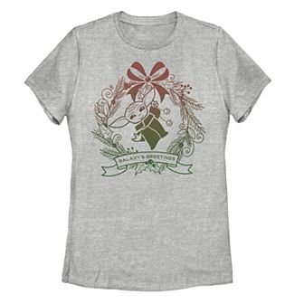 Juniors' Star Wars Christmas The Child Gradient Wreath Greetings Tee