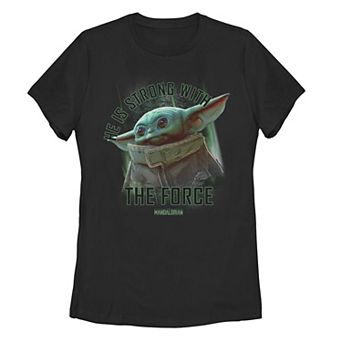 Juniors' Star Wars: The Mandalorian Grogu He Is Strong With The Force Tee