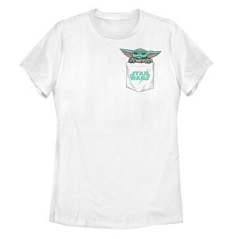 Juniors Star Wars The Mandalorian Baby Faux Pocket Tee