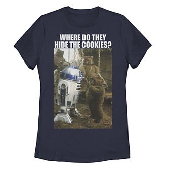 Juniors Star Wars R2-D2 & Ewok Where Do They Hide The Cookies Tee