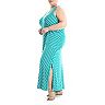 Plus Size Nina Leonard Side-Slit V-Neck Maxi Dress