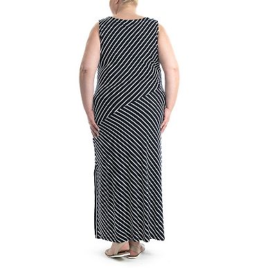 Plus Size Nina Leonard Side-Slit V-Neck Maxi Dress