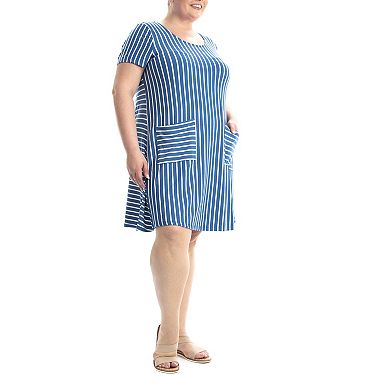 Plus Size Nina Leonard Striped T-shirt Dress