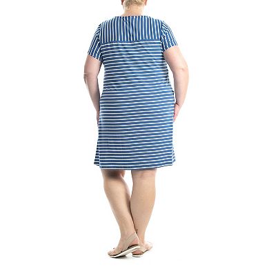 Plus Size Nina Leonard Striped T-shirt Dress