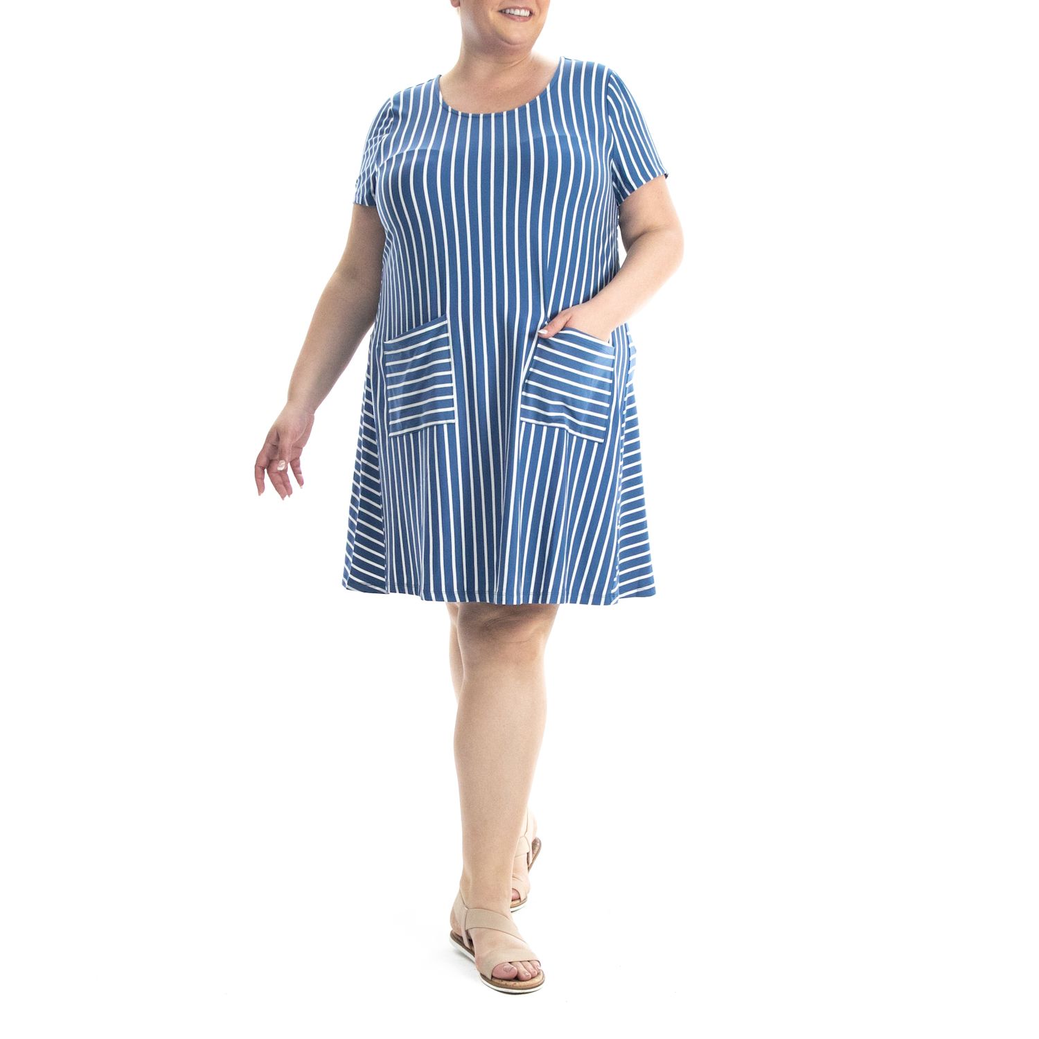 Plus Size Nina Leonard Striped T-Shirt Dress Plus Size Nina Leonard Striped T-shirt Dress