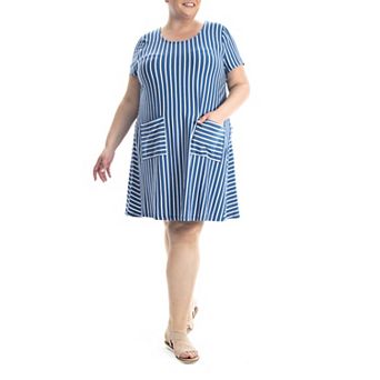 Plus Size Nina Leonard Striped T-shirt Dress