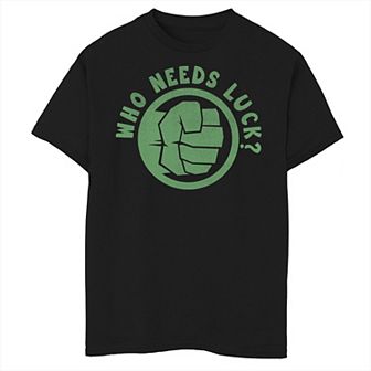 Boys 8-20 Marvel St. Patrick's Day Hulk Who Needs Luck Graphic Tee