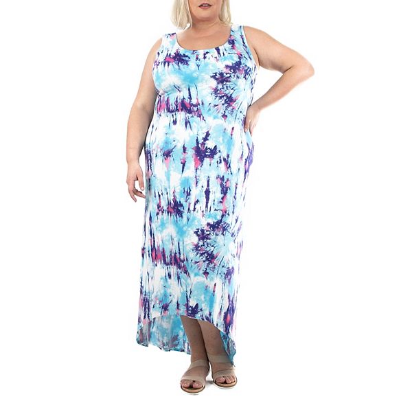 Plus Size Nina Leonard Bar Back Tie-Dye Maxi Dress