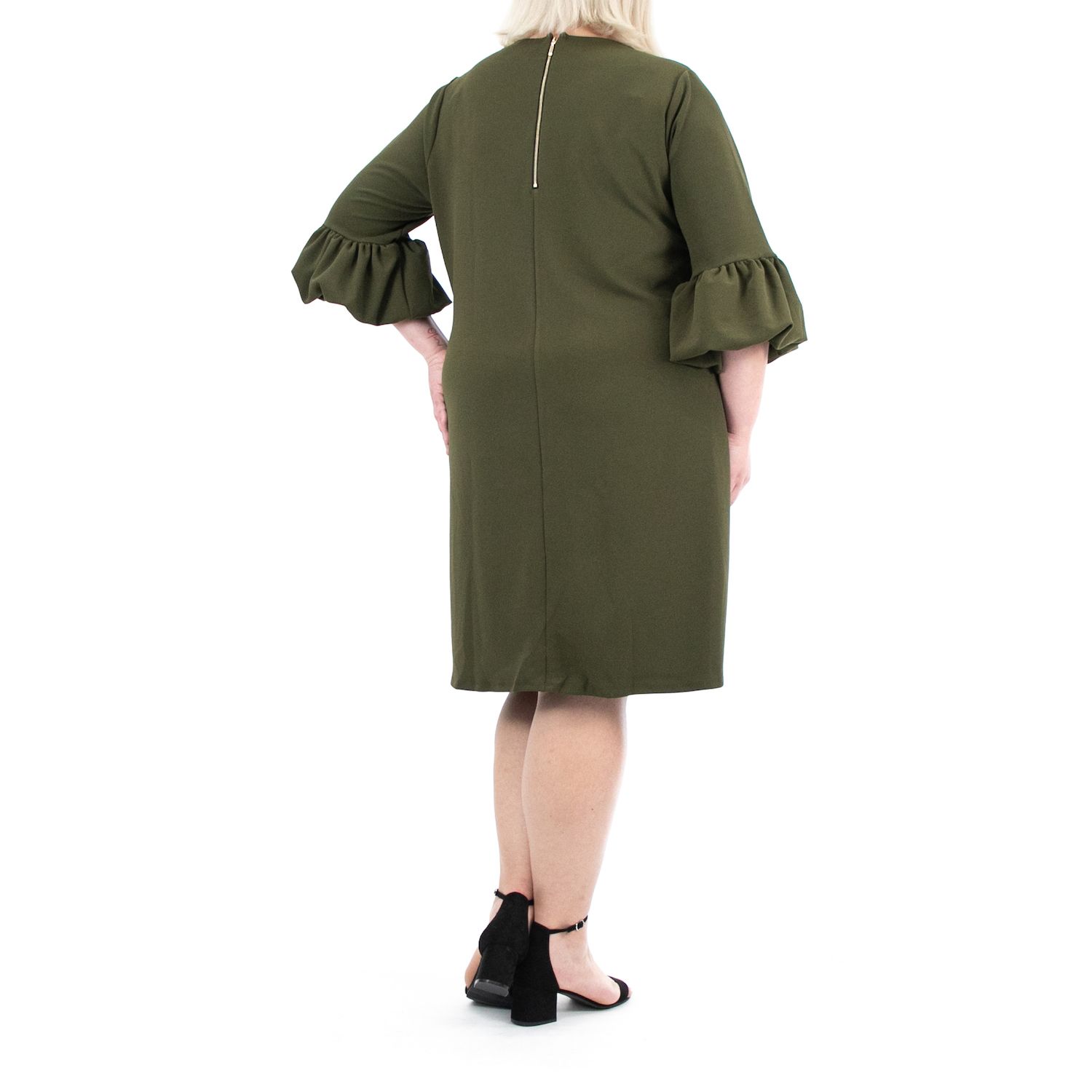 Женские платья Plus Size Nina Leonard Balloon-Sleeve Crepe Swing, цвет: Ягодный — фото 2